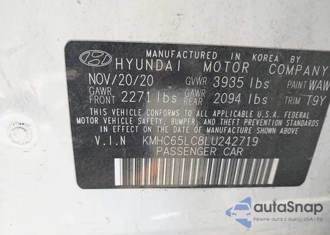 2020 Hyundai Ioniq Blue из США, поврежденный, VIN KMHC65LC8LU242719